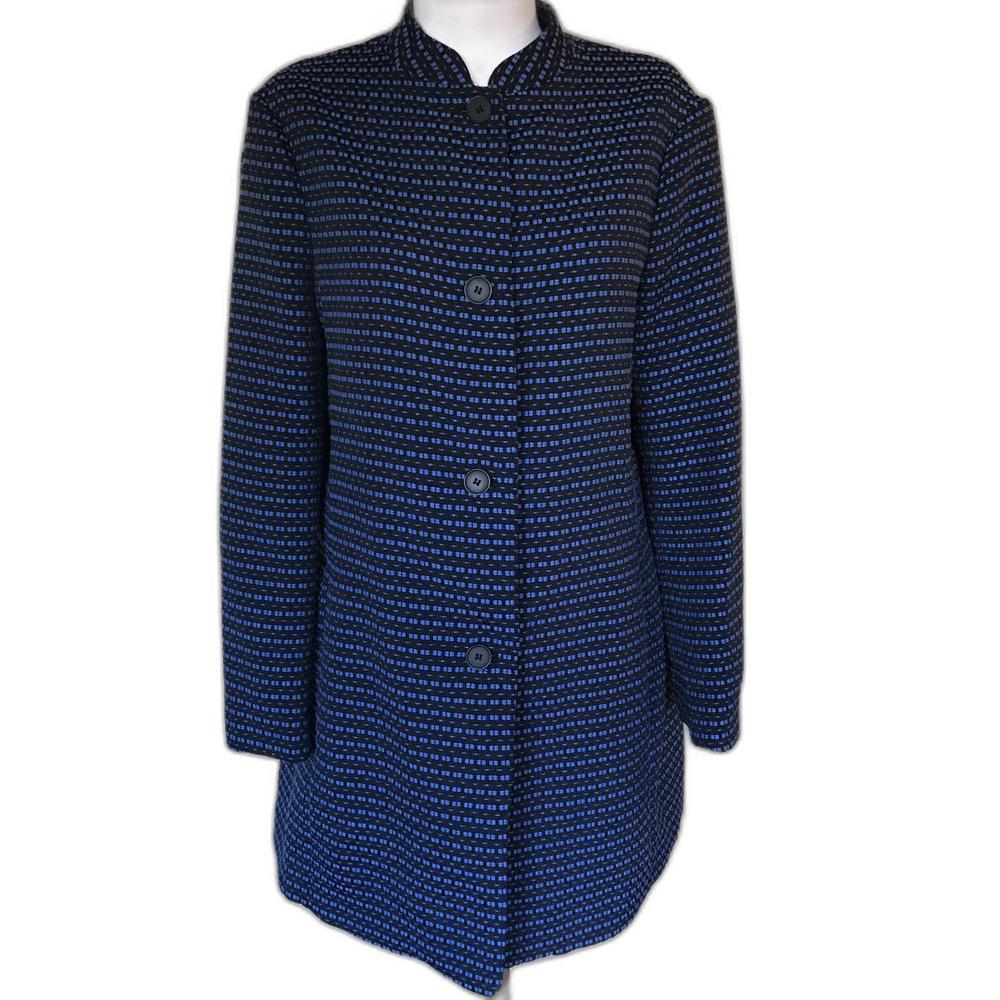 Anne Klein Blue & Black Mid Length Coat Jacket
